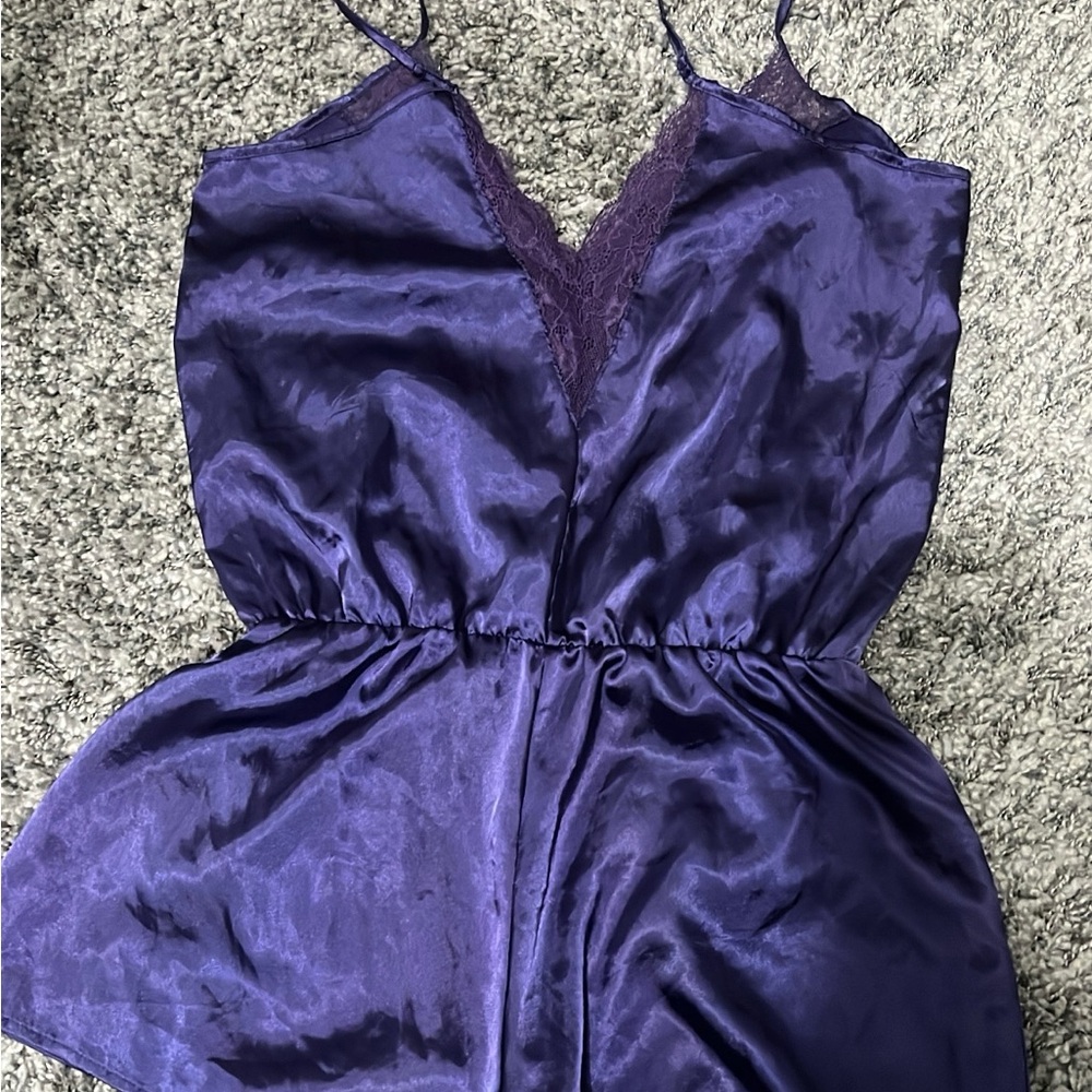 Elegant Purple Lace Trim Sleepwear